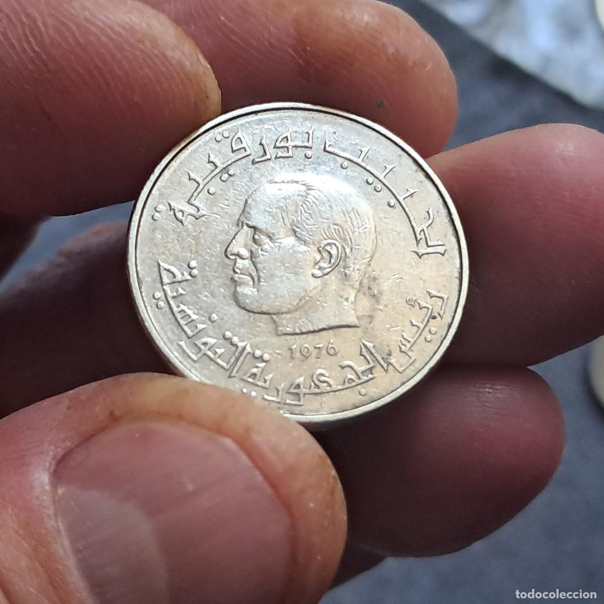 Monedas antiguas de &Aacute;frica: MONEDA DE T&Uacute;NEZ &frac12; DINAR 1976 (Habib Bourguiba) KM# 303, F.