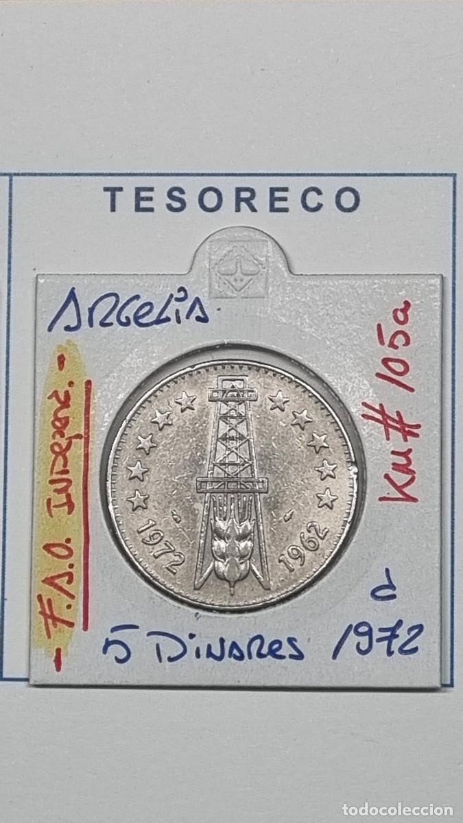 Monedas antiguas de &Aacute;frica: ARGELIA: MONEDA DE 5 DINARES 1972d &rdquo;F.A.O. Independencia&rdquo; - KM#105a - Ref.: 070
