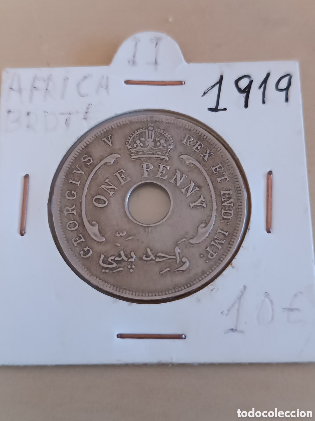 Monedas antiguas de &Aacute;frica: &Aacute;frica occidental brit&aacute;nica 1 penique 1919