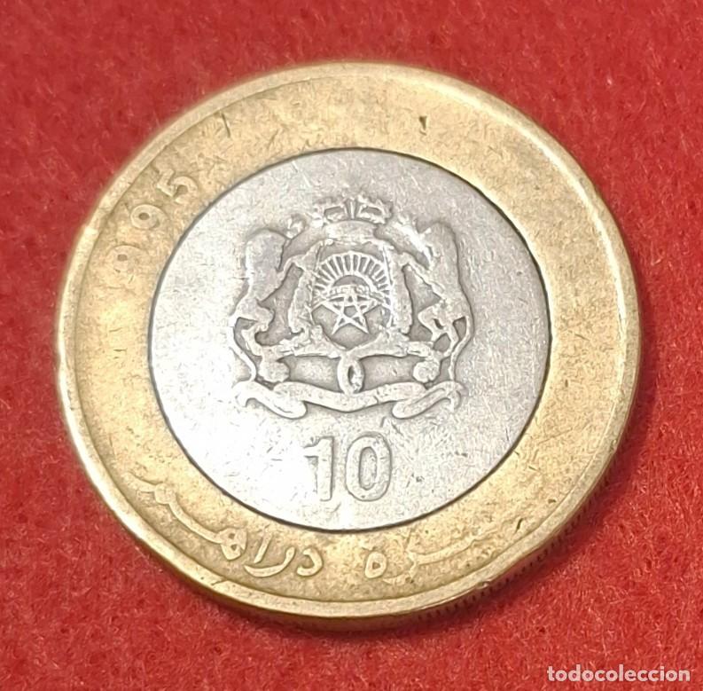 Monedas antiguas de &Aacute;frica: MONEDA DE MARRUECOS 1995 - 10 DIRHAMS - BIMET&Aacute;LICA - COBRE-N&Iacute;QUEL/LAT&Oacute;N (2)