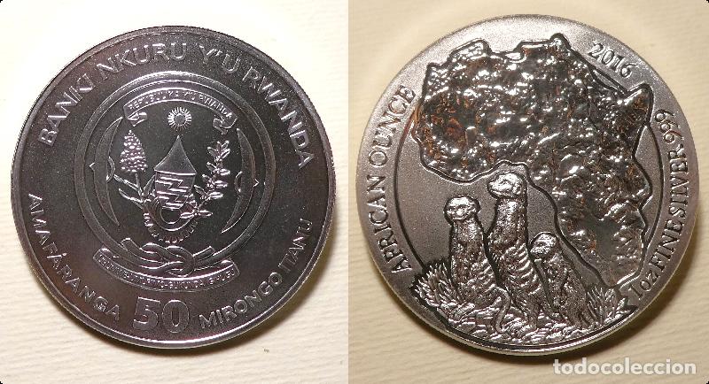 Monedas antiguas de &Aacute;frica: Moneda de Ruanda AMAFARANGA 50 MIRONGO ITANU 2016, 1 OZ plata 999