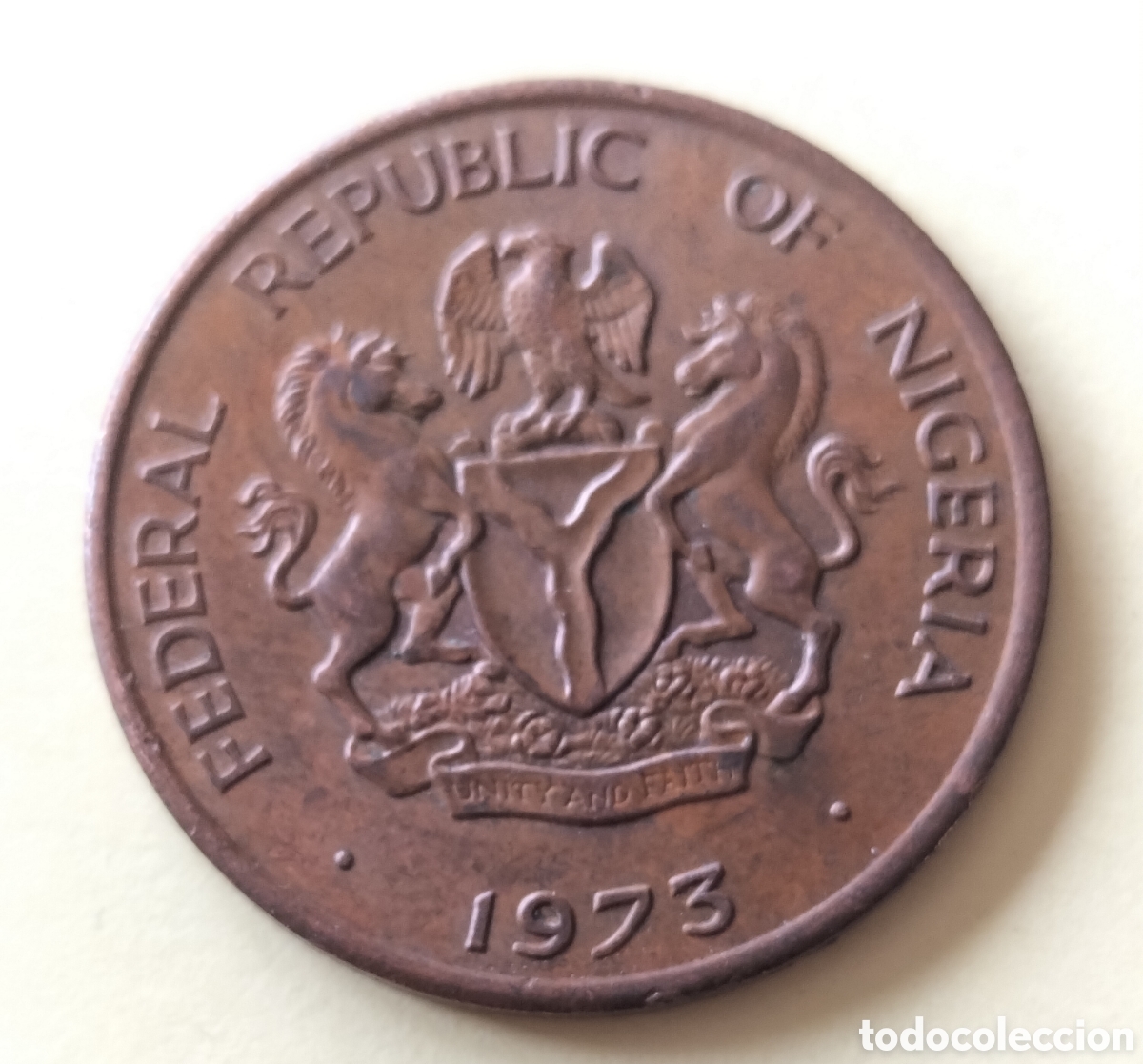 Monedas antiguas de &Aacute;frica: Moneda 1 Kobo 1973 Nigeria.