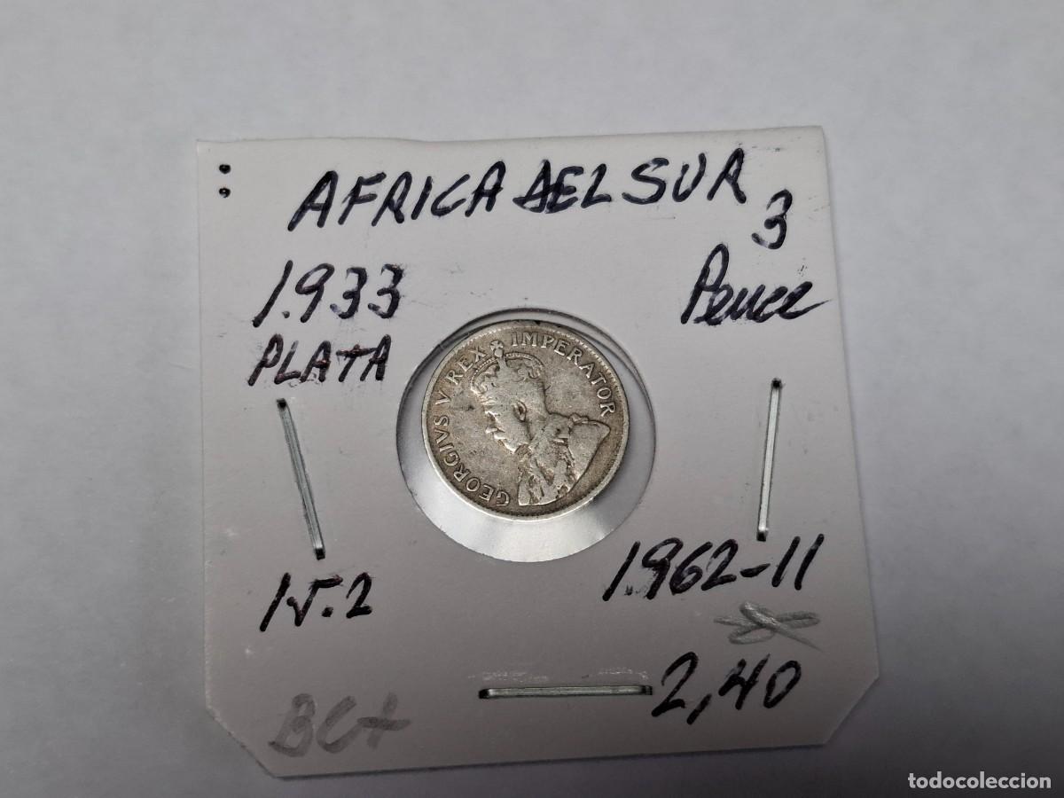 Monedas antiguas de &Aacute;frica: 3 PENCES de PLATA de 1933 KM 15.2 AFRICA DEL SUR en BC+