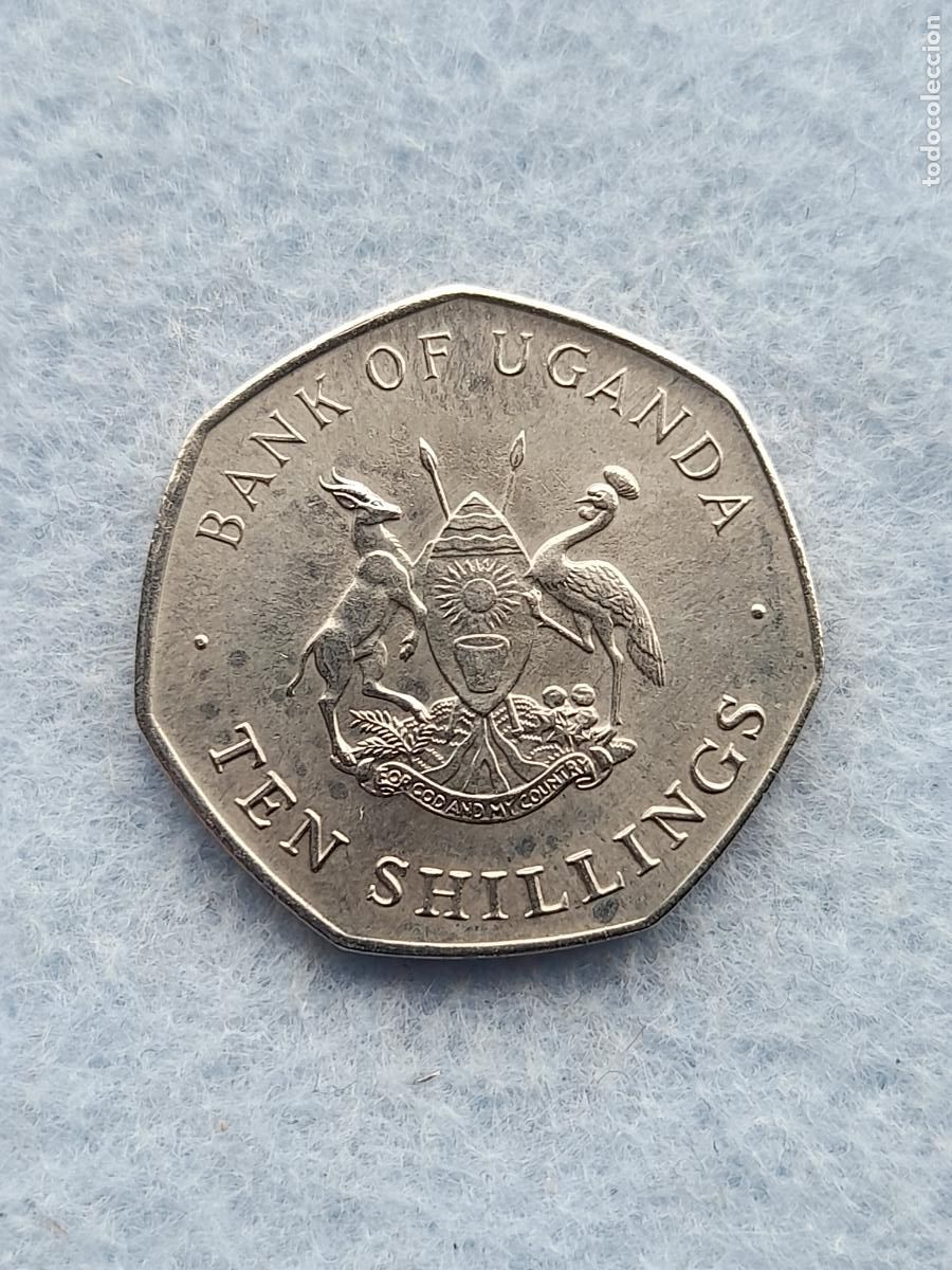 Moedas antigas de &Aacute;frica: Uganda. 10 chelines. A&ntilde;o 1987. Sin circular.