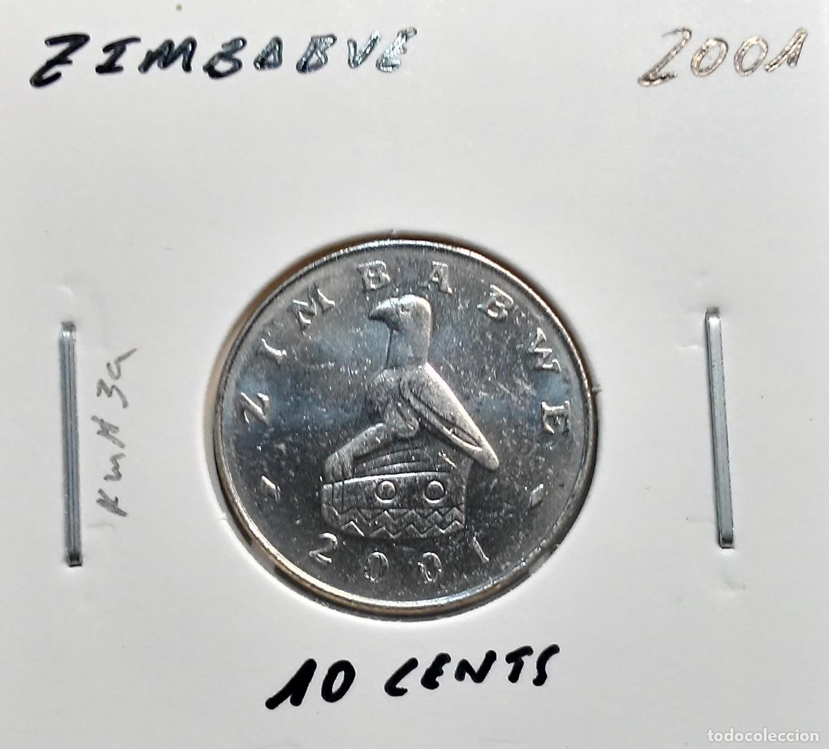 Monedas antiguas de &Aacute;frica: ZIMBABUE / ZIMBABWE 10 CENTAVOS/ CENTS 2001 KM#3a SC UNC.