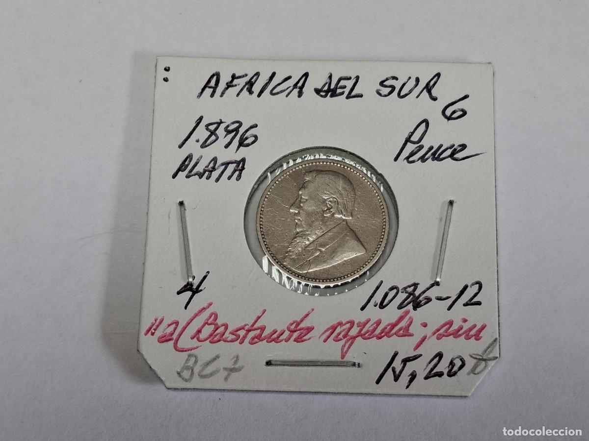 Monedas antiguas de &Aacute;frica: 6 PENCES de PLATA de 1896 KM 4 AFRICA DEL SUR en BC+