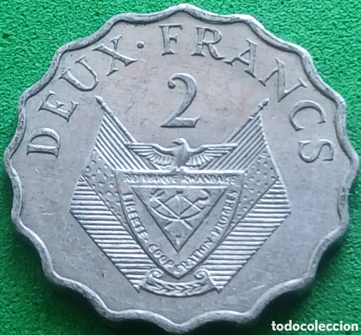 Monedas antiguas de &Aacute;frica: Ruanda 2 francos 1970 km#10 FAO
