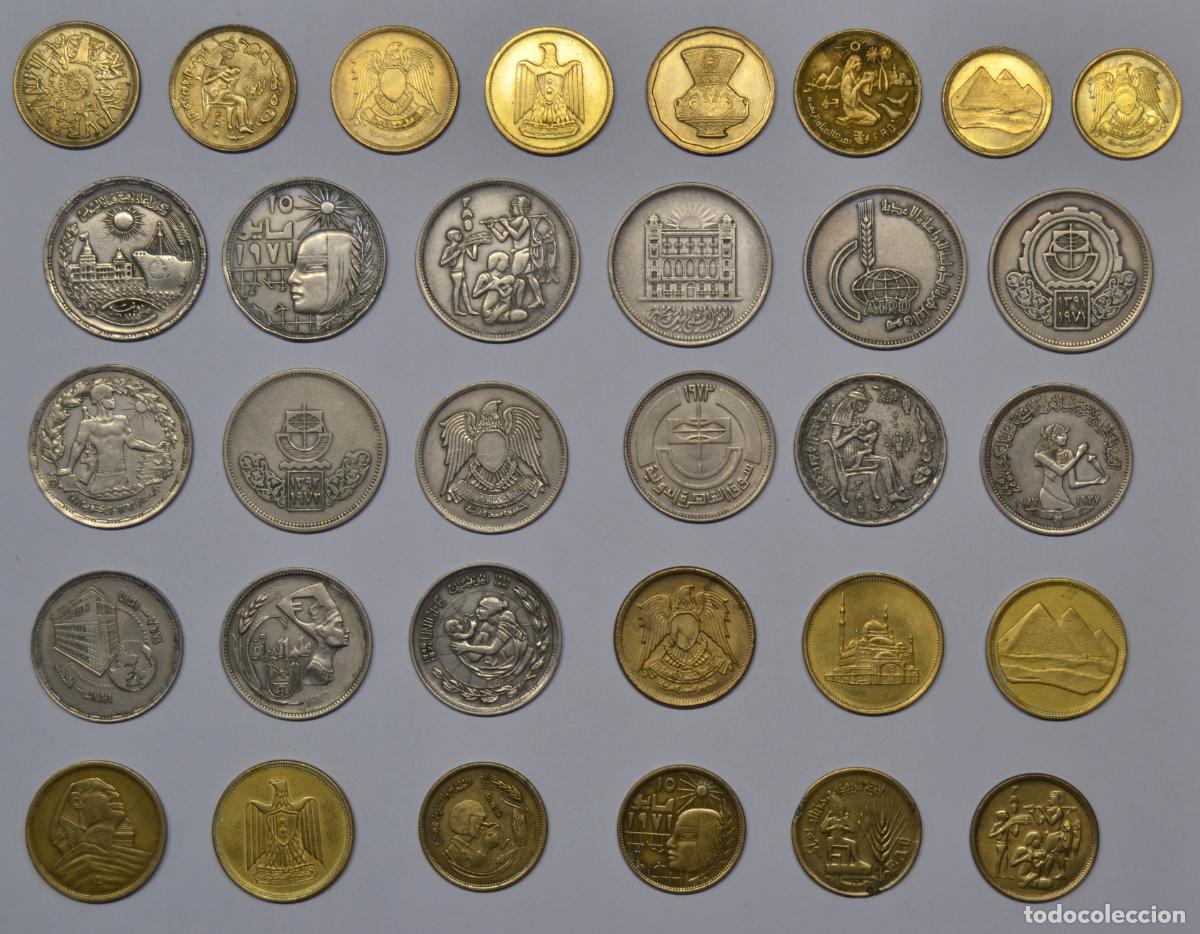 Monedas antiguas de &Aacute;frica: LOTE DE 32 MONEDAS DE EGIPTO TODAS DIFERENTES - LOTE 5687
