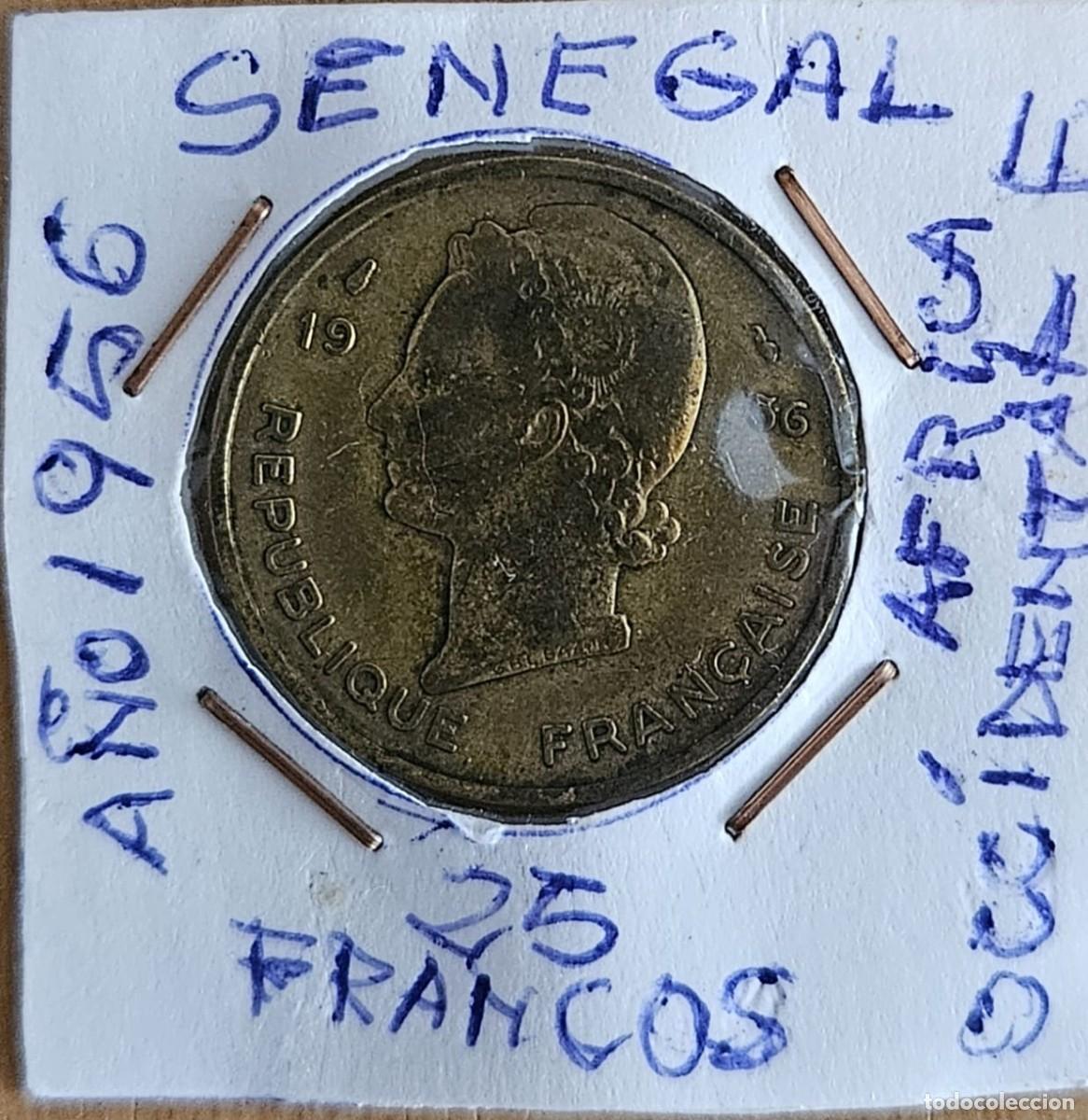 Monedas antiguas de &Aacute;frica: Escasa Moneda - Rep&uacute;blica Francesa - Senegal 25 Francos 1956 &Aacute;frica Occidental - EBC-