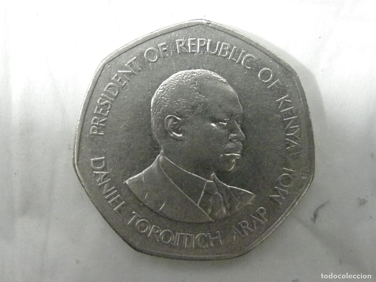Monedas antiguas de &Aacute;frica: Kenya 5 Shillings 1994 Daniel Arap Moi heptagonal
