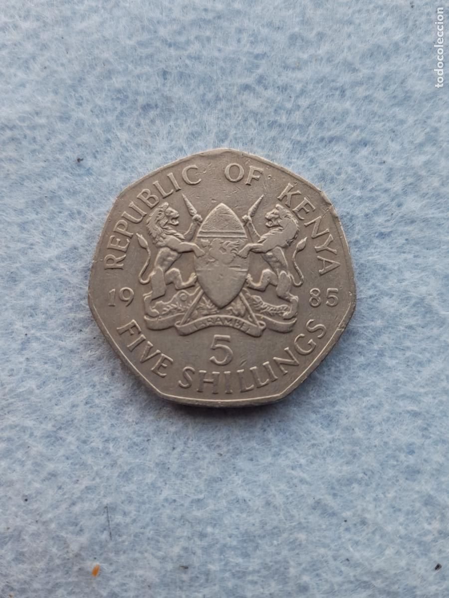 Monedas antiguas de &Aacute;frica: Kenya. 5 Chelines. A&ntilde;o 1985. - Foto 1