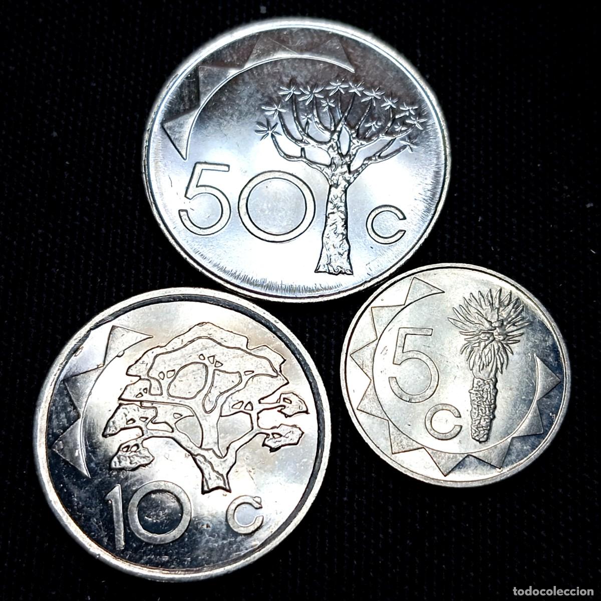 Monedas antiguas de &Aacute;frica: ⚜️ BBE6 1. Namibia. 5, 10, 50 cents 1993