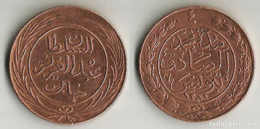 Monedas antiguas de &Aacute;frica: TUNEZ - 4 KARUB - 1863 - COBRE - E.B.C. - ESCASA