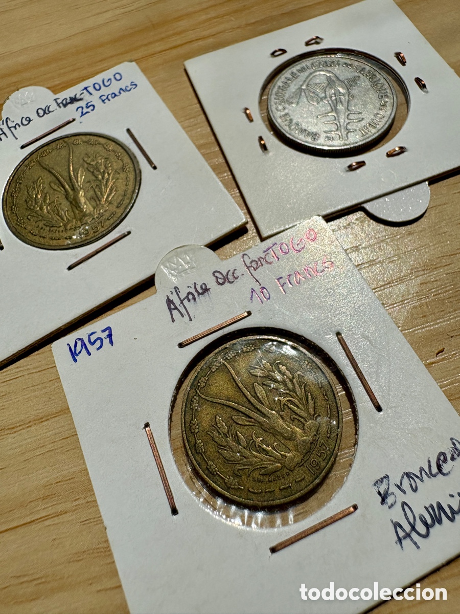 Monedas antiguas de &Aacute;frica: Lote 3 monedas AOF &Aacute;frica Occidental 1957-1969