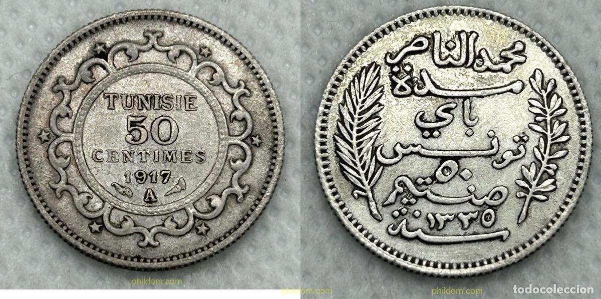 Monedas antiguas de &Aacute;frica: 3738 TUNEZ 1917 TUNISIA 1917 50 CTS