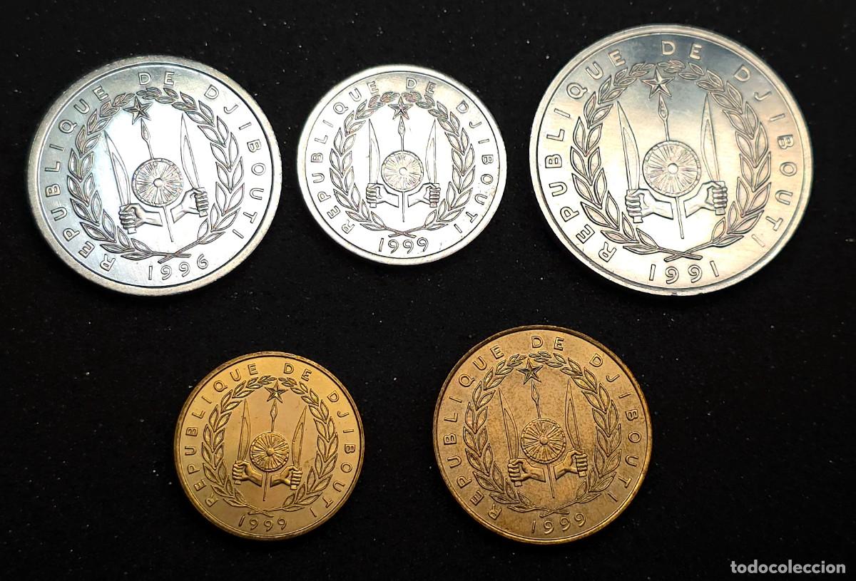 Old Coins of Africa: SET 5 MONEDAS DJIBOUTI 1, 2, 5, 10, 20 FRANCOS SC