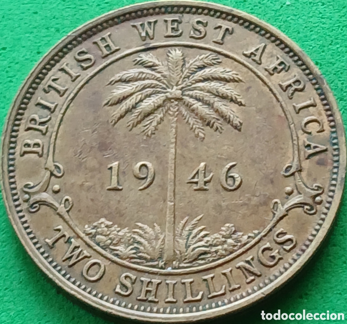Monedas antiguas de &Aacute;frica: &Aacute;frica Occidental Brit&aacute;nica two shillings 1946 KM#24 ceca &rdquo;KN&rdquo;