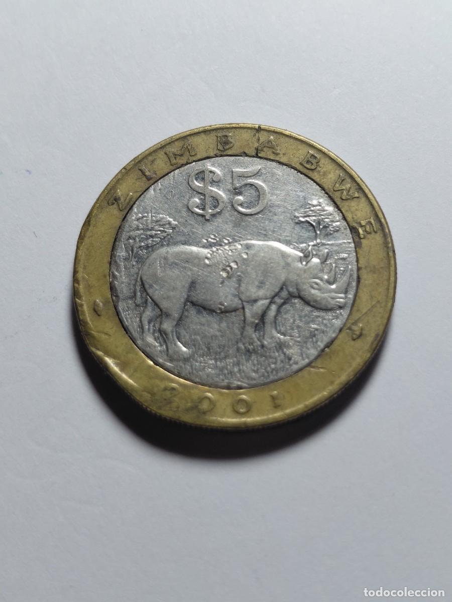 Monedas antiguas de &Aacute;frica: ZIMBABWE - 5 DOLAR 2001