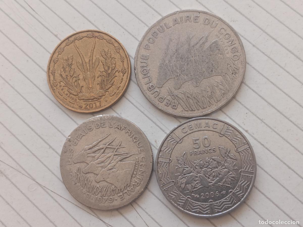 Monedas antiguas de &Aacute;frica: 4 monedas Africa franc&oacute;fona