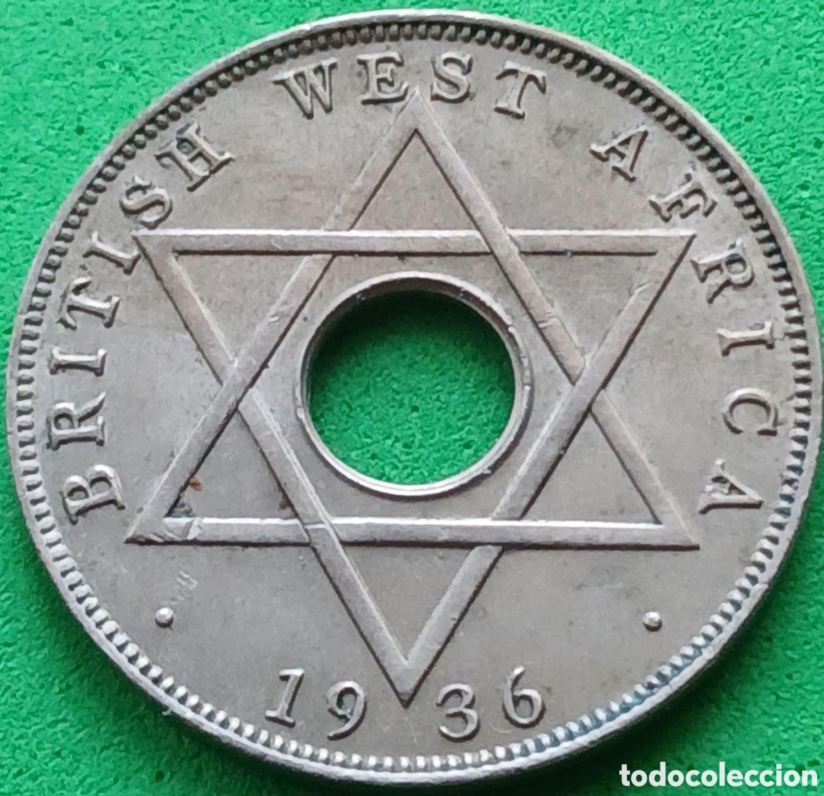 Monedas antiguas de &Aacute;frica: &Aacute;frica Occidental Brit&aacute;nica &frac12; penique 1936 km#15 sin marca de ceca