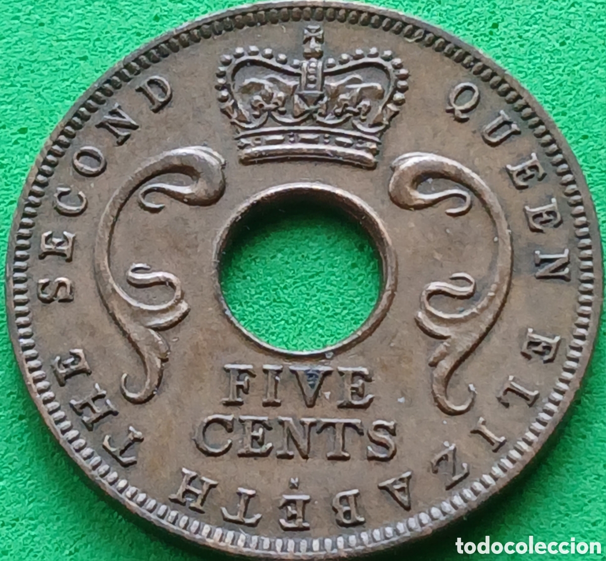 Monedas antiguas de &Aacute;frica: &Aacute;frica Oriental Brit&aacute;nica five cents 1955 H km#37 RARA (R)!