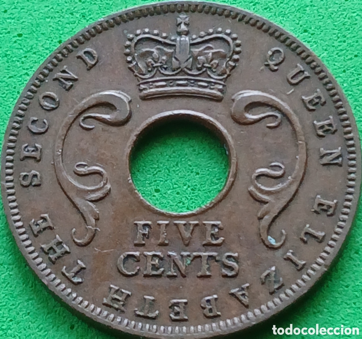 Monedas antiguas de &Aacute;frica: &Aacute;frica Oriental Brit&aacute;nica five cents 1955 km#37 sin marca de ceca/ poco com&uacute;n