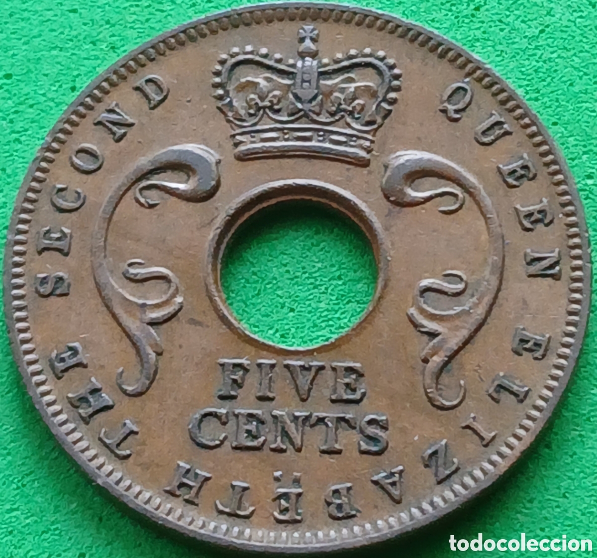 Monedas antiguas de &Aacute;frica: &Aacute;frica Oriental Brit&aacute;nica five cents 1957 KN km#37 poco com&uacute;n