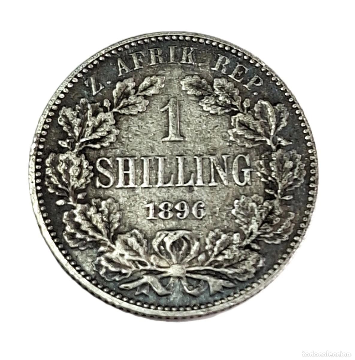 Monedas antiguas de &Aacute;frica: Moneda 1 Chelin Sudafrica 1896 ZAR-Plata 925 -Krugerrand Era