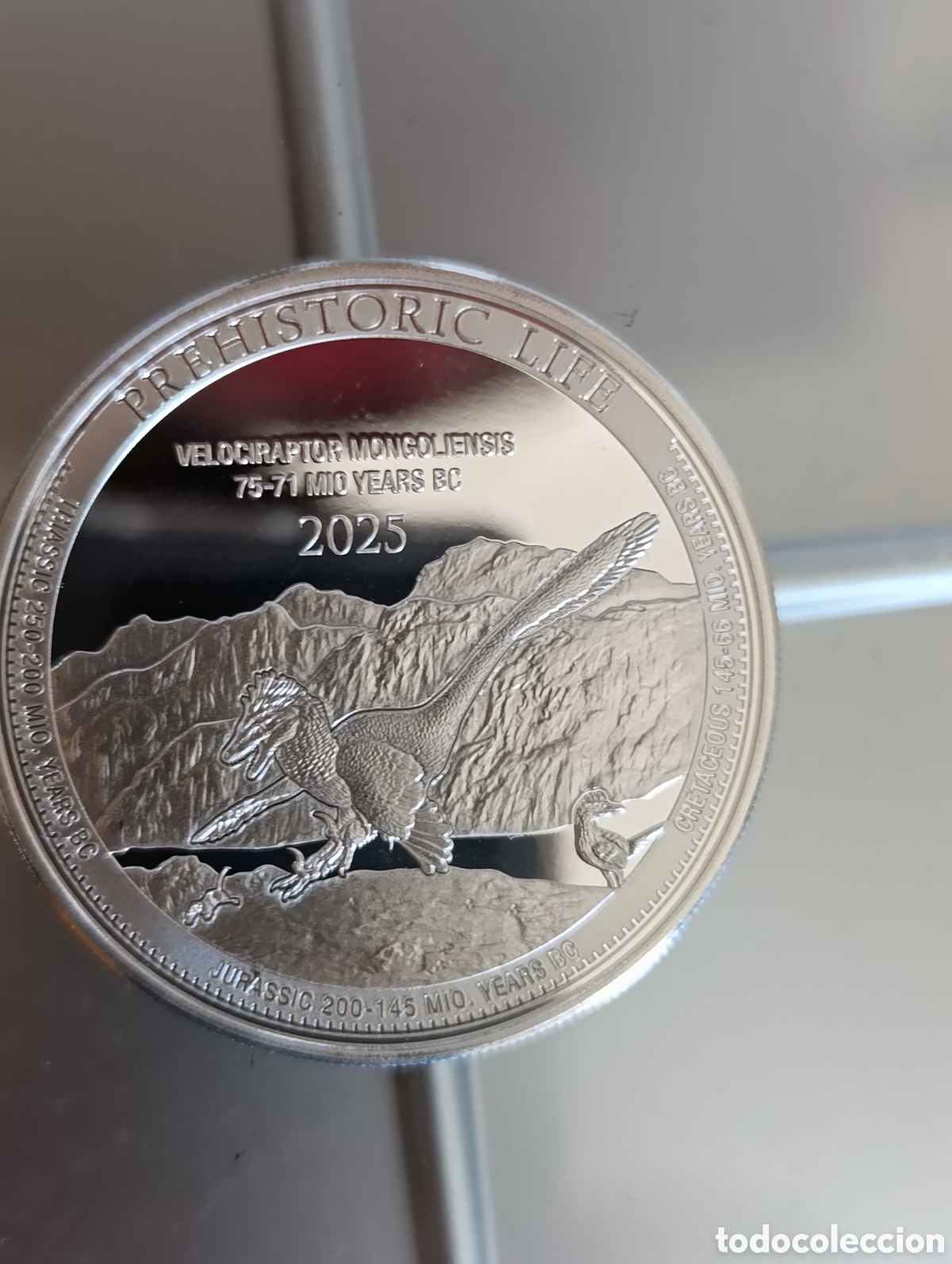 Monedas antiguas de &Aacute;frica: LOTE &rdquo;VELOCIRAPTOR 6&rdquo; ONZA PLATA 999