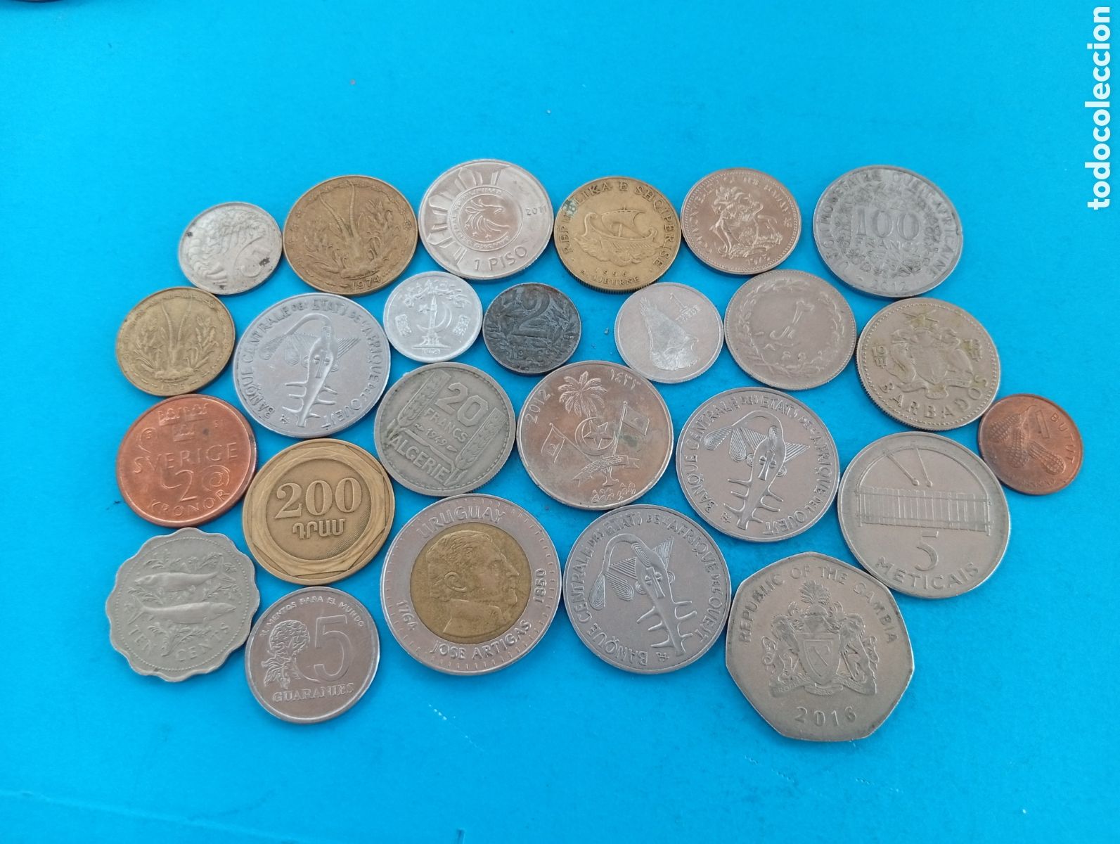 Monedas antiguas de &Aacute;frica: Lote de 25 monedas extranjeras