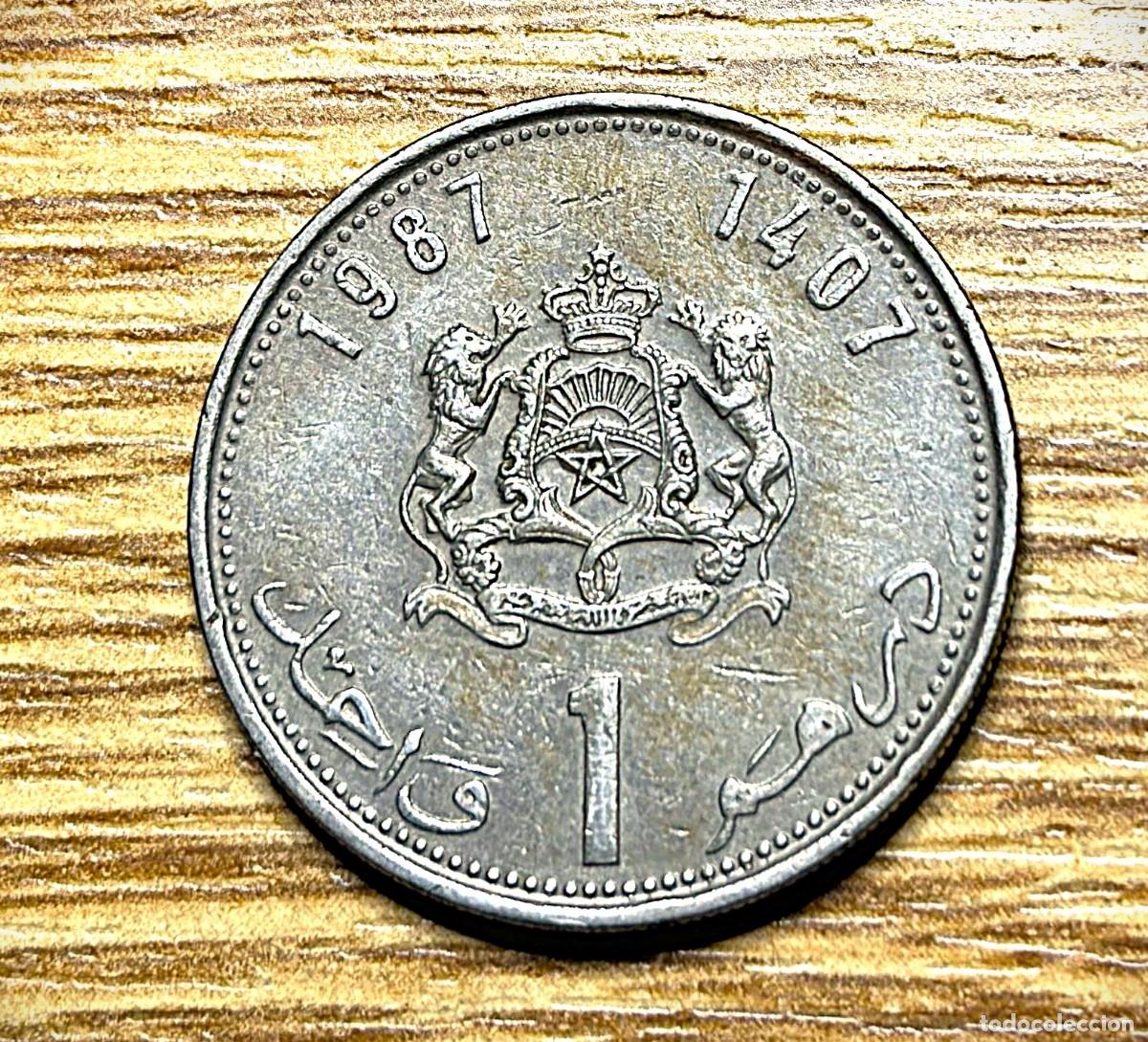 Monedas antiguas de &Aacute;frica: MARRUECOS- moneda de 1 dirham - a&ntilde;o 1987 - la de las fotos