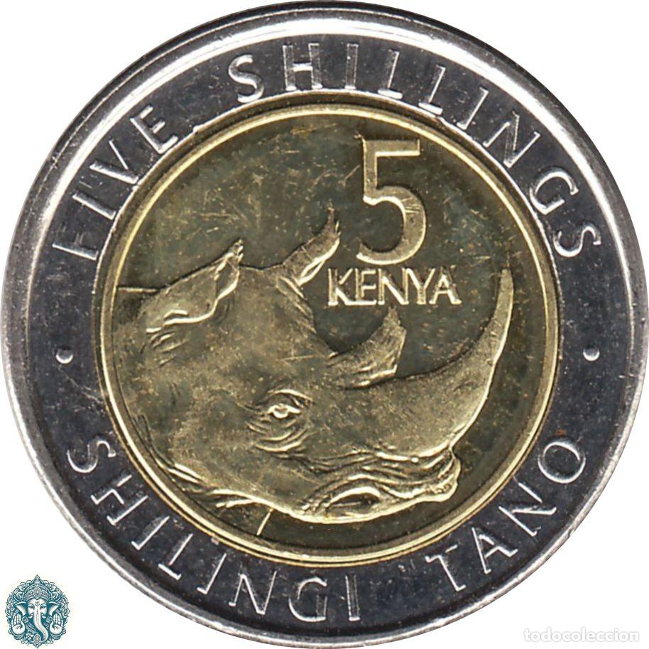 Monedas antiguas de &Aacute;frica: KENIA 5 Chelines 2018 Shilling Rinoceronte KM#46 KENYA bimet&aacute;lica