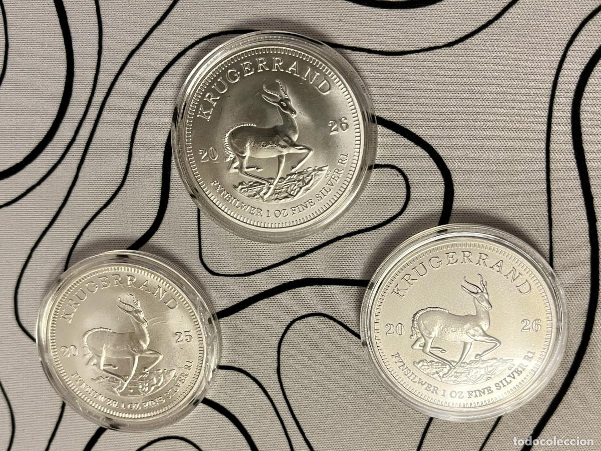 Monedas antiguas de &Aacute;frica: 3 Onzas Plata Krugerrand - Sud&aacute;frica.