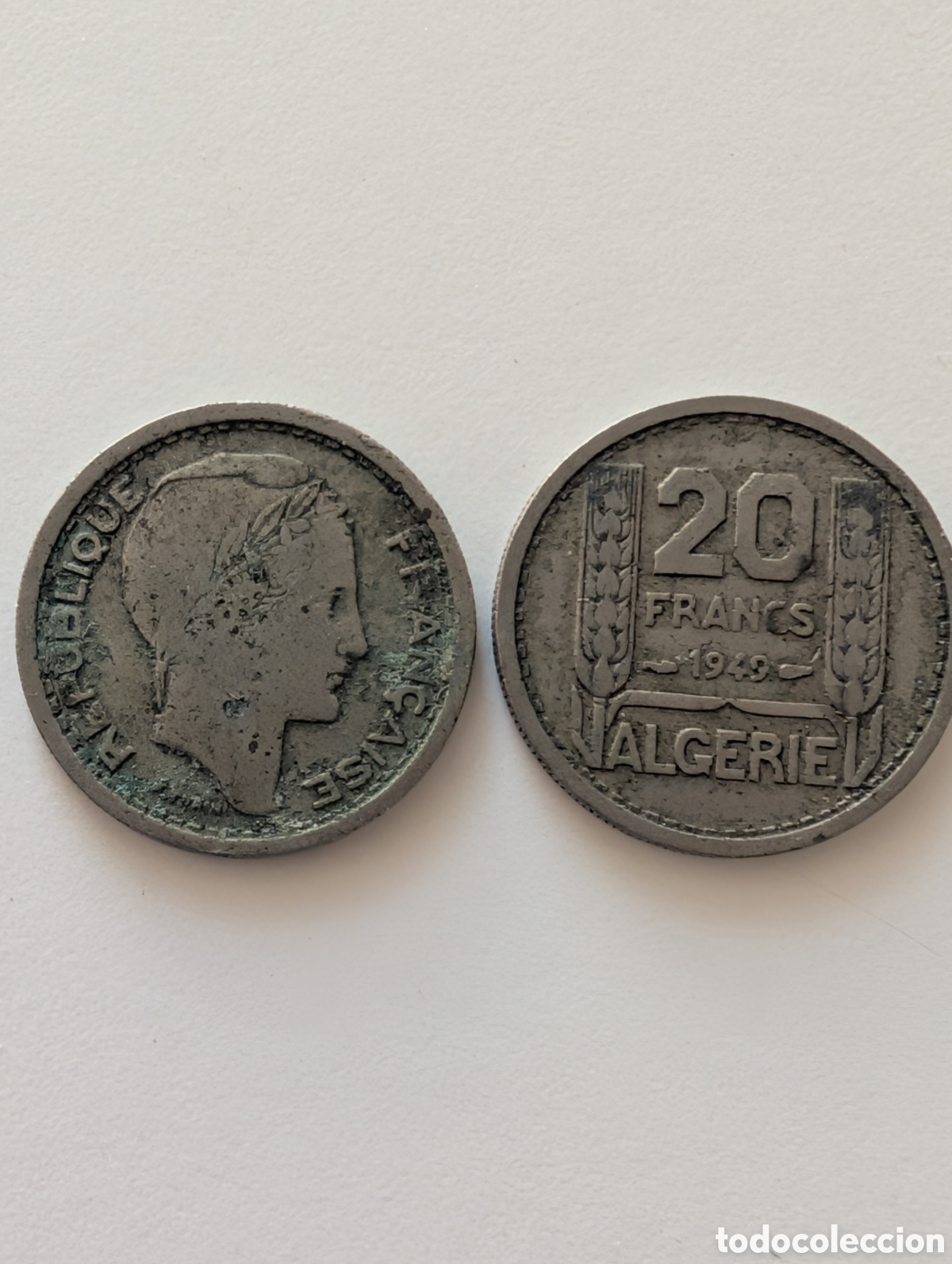 Monedas antiguas de &Aacute;frica: Lote 2 Monedas 20 Francos Argelia 1949