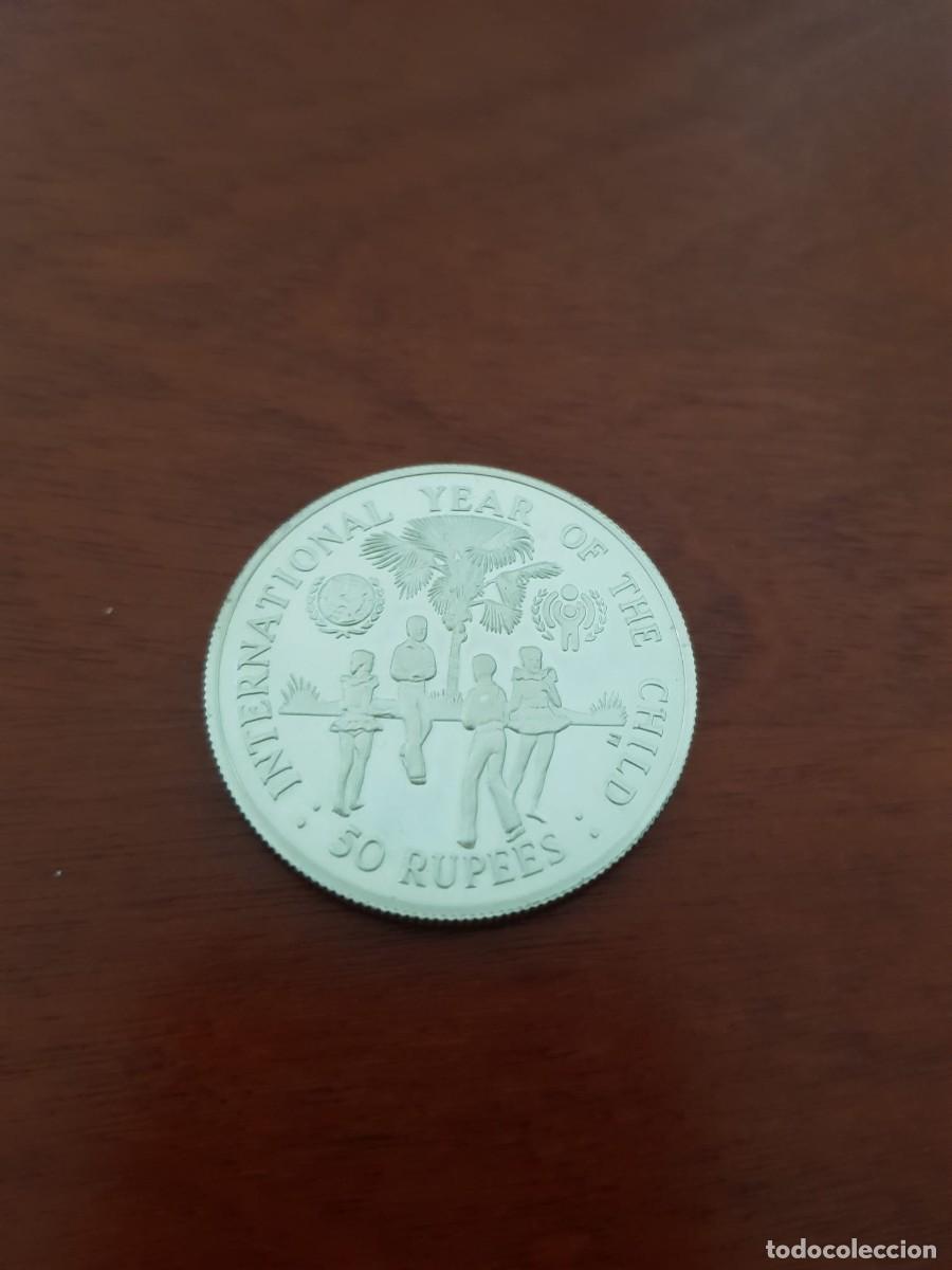 Alte M&uuml;nzen aus Afrika: SEYCHELLES-50 RUPIAS-1980-PLATA
