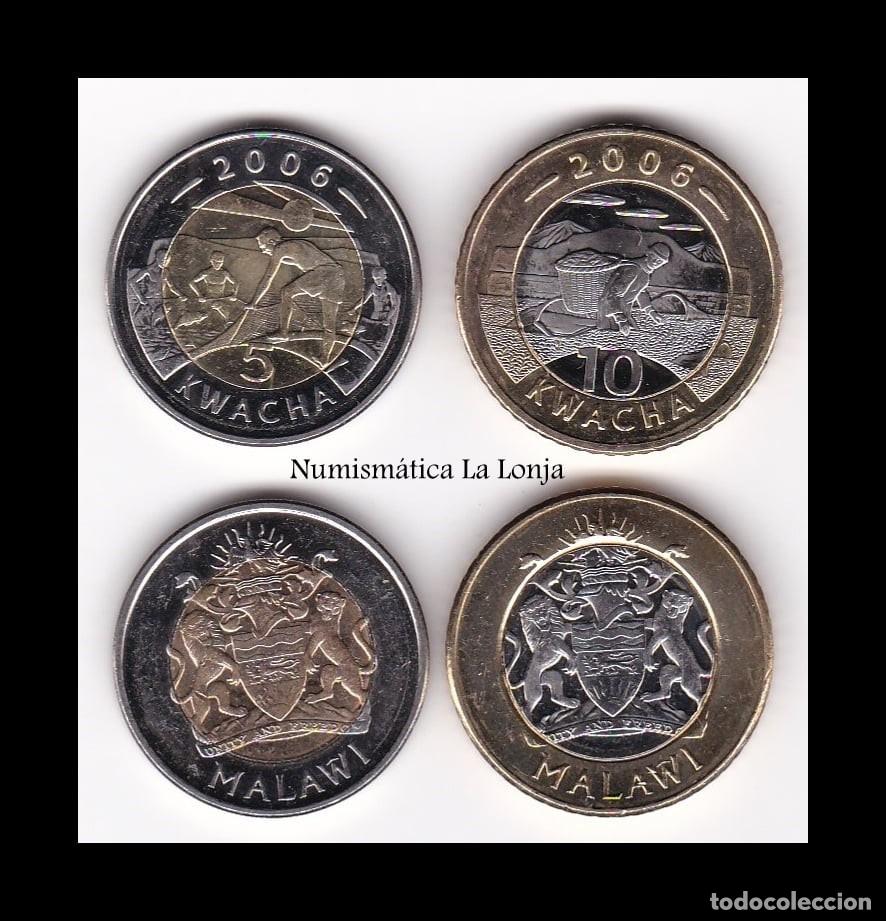 Monedas antiguas de &Aacute;frica: Malawi Set 2 monedas 5 10 Kwacha 2006 Km 57 58 Sc Unc