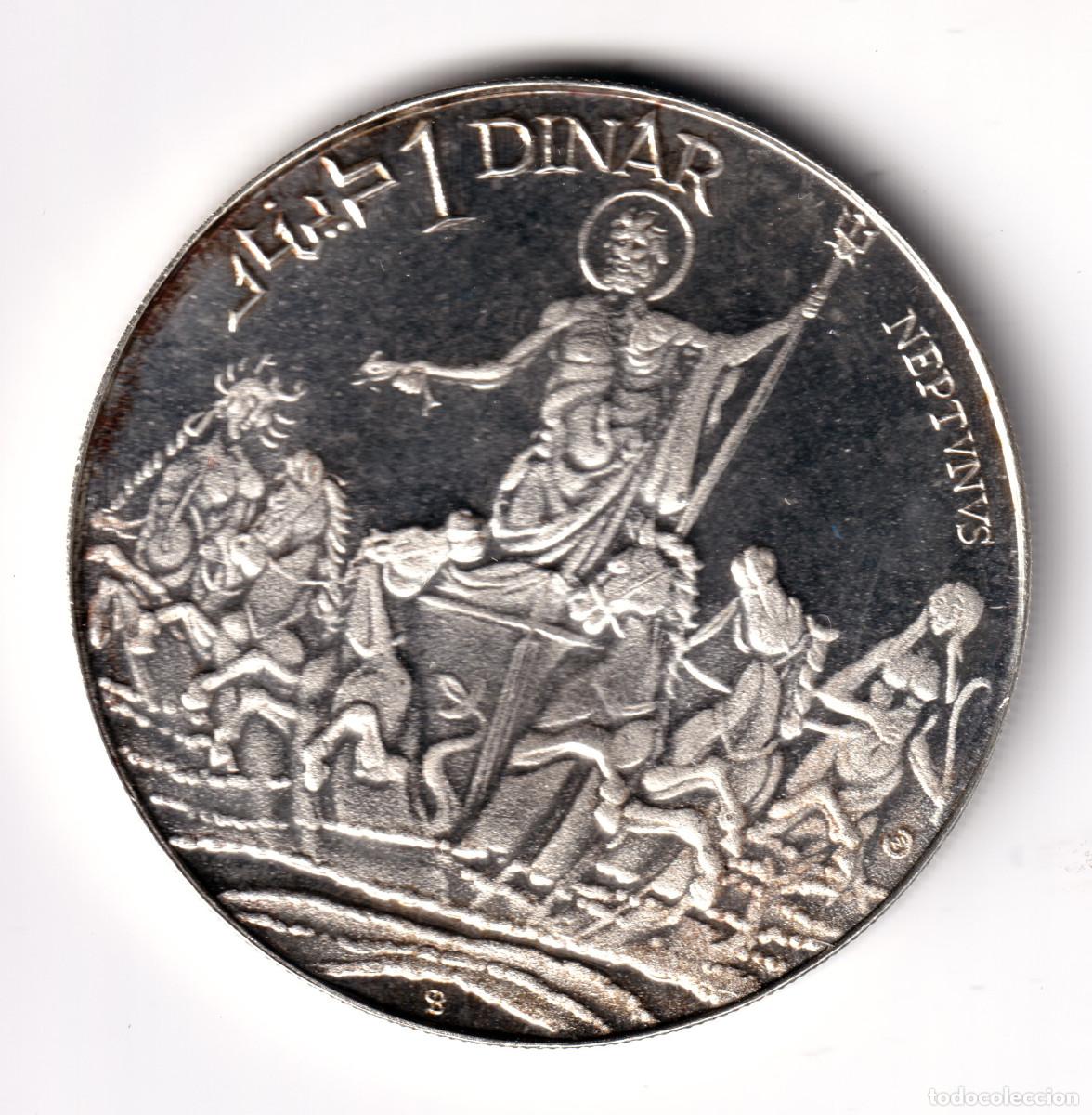 Monedas antiguas de &Aacute;frica: TUNEZ 1 dinar plata 1969 NEPTUNO