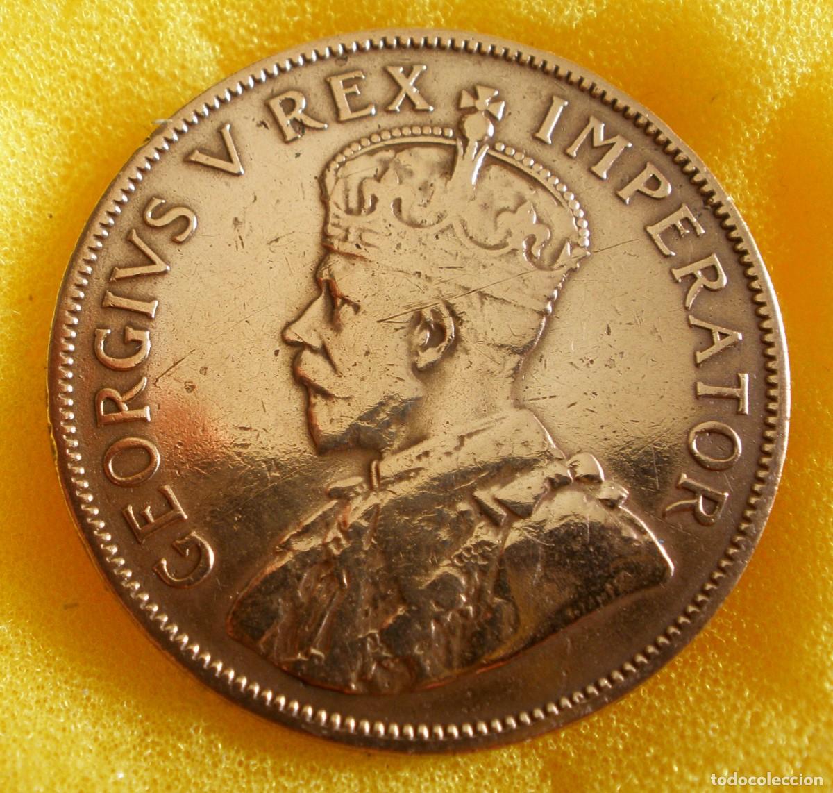 Monedas antiguas de &Aacute;frica: 1 PENNY 1936 SUD&Aacute;FRICA - GEORGE V REX IMPERATOR - BARCO DROMEDARIS (KM#14.3)