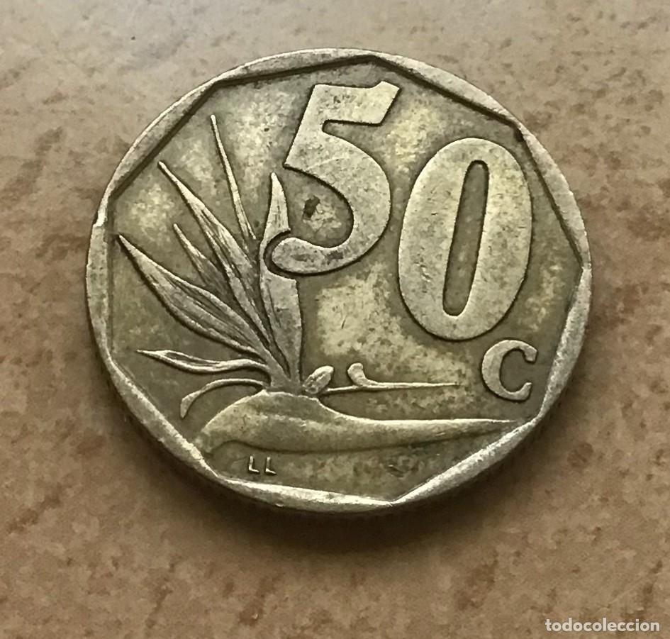 Monedas antiguas de &Aacute;frica: 50 centavos de Sud&aacute;frica. A&ntilde;o 1997