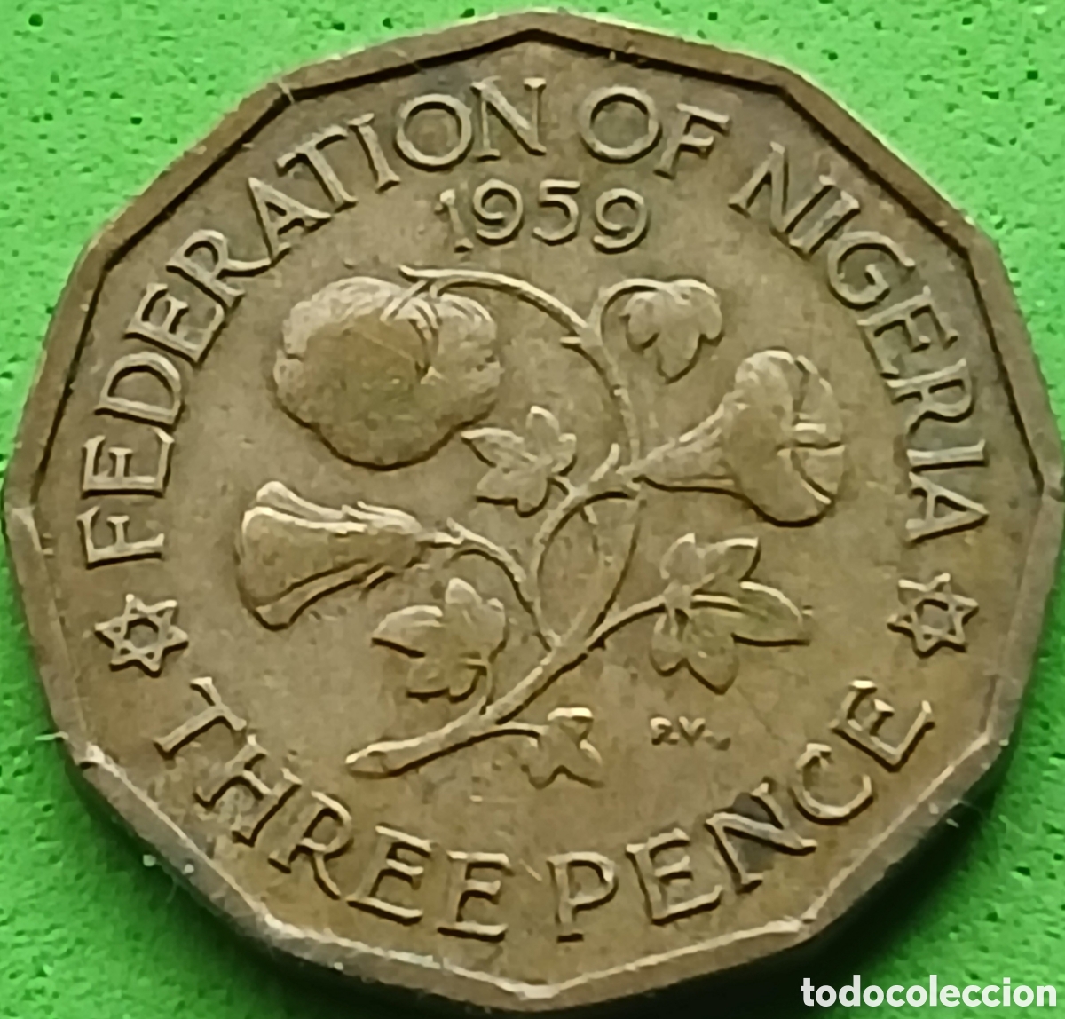 Monedas antiguas de &Aacute;frica: Nigeria three pence 1959 km#3