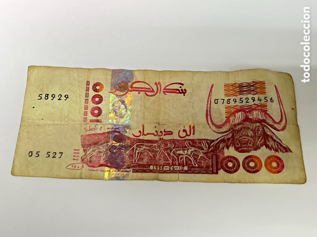Monedas antiguas de &Aacute;frica: Billete de 1000 dinares argelinos de 1992/ papel36