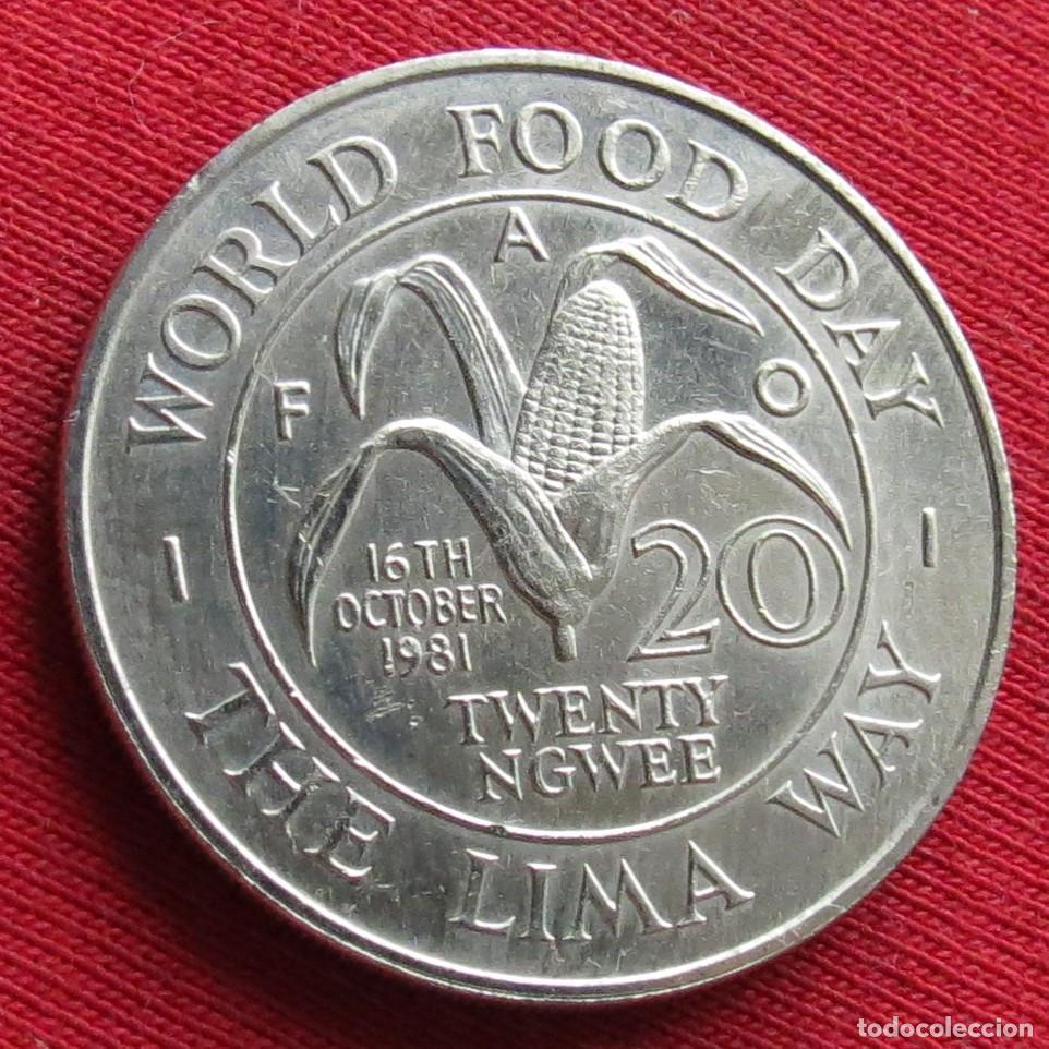 Monedas antiguas de &Aacute;frica: Zambia 20 ngwee 1981 FAO f.a.o #2