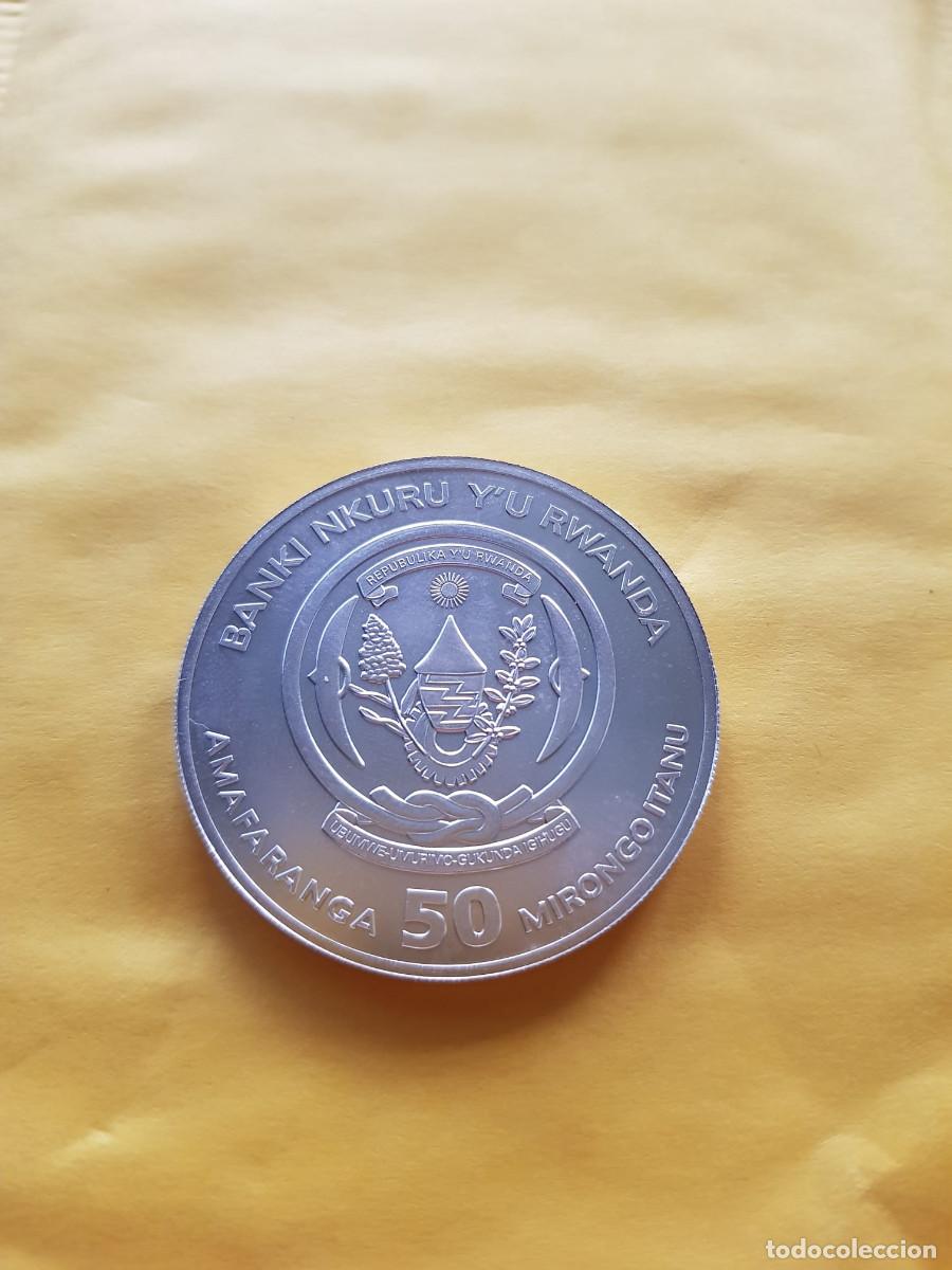 Monedas antiguas de &Aacute;frica: RUANDA-50 MIRONGO ITANU-2019-PLATA 999-1 ONZA