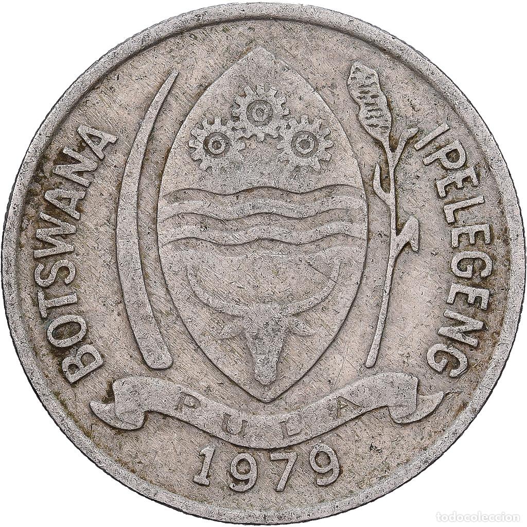 Monedas antiguas de &Aacute;frica: [#1513465] Botsuana, 10 Thebe, 1979, British Royal Mint, Cobre - n&iacute;quel, BC+, KM:5