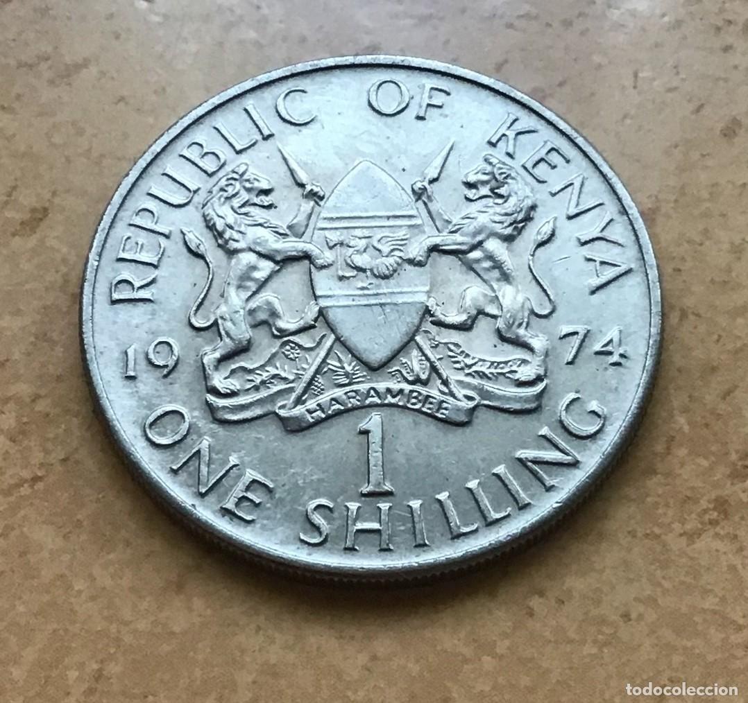 Monedas antiguas de &Aacute;frica: 1 chel&iacute;n de Kenia. A&ntilde;o 1974