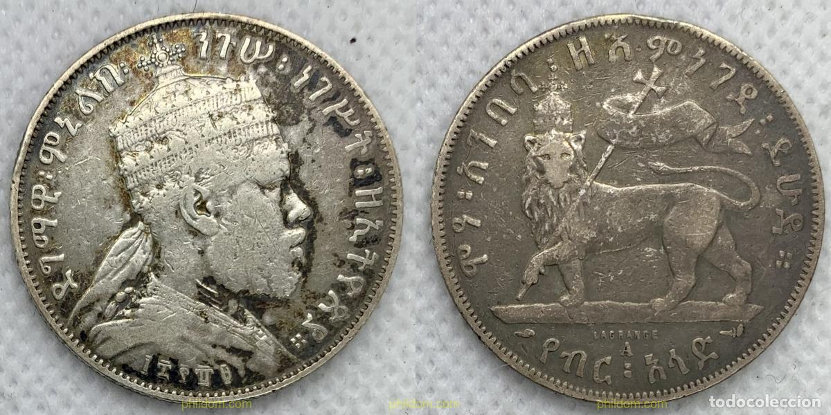 Monedas antiguas de &Aacute;frica: 2442 ETIOPIA 1897 ETHIOPIA 1/2 BIRR 1889 A 1897 MENELIK II PARIS