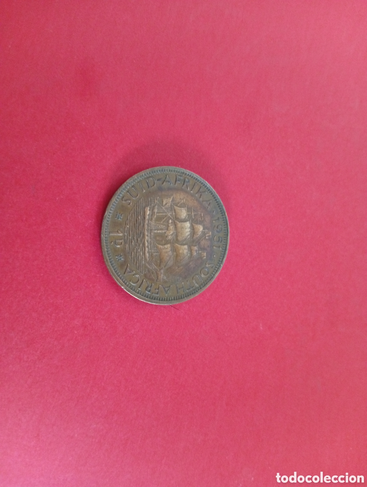 Monedas antiguas de &Aacute;frica: 1 penique de Sud&aacute;frica 1951