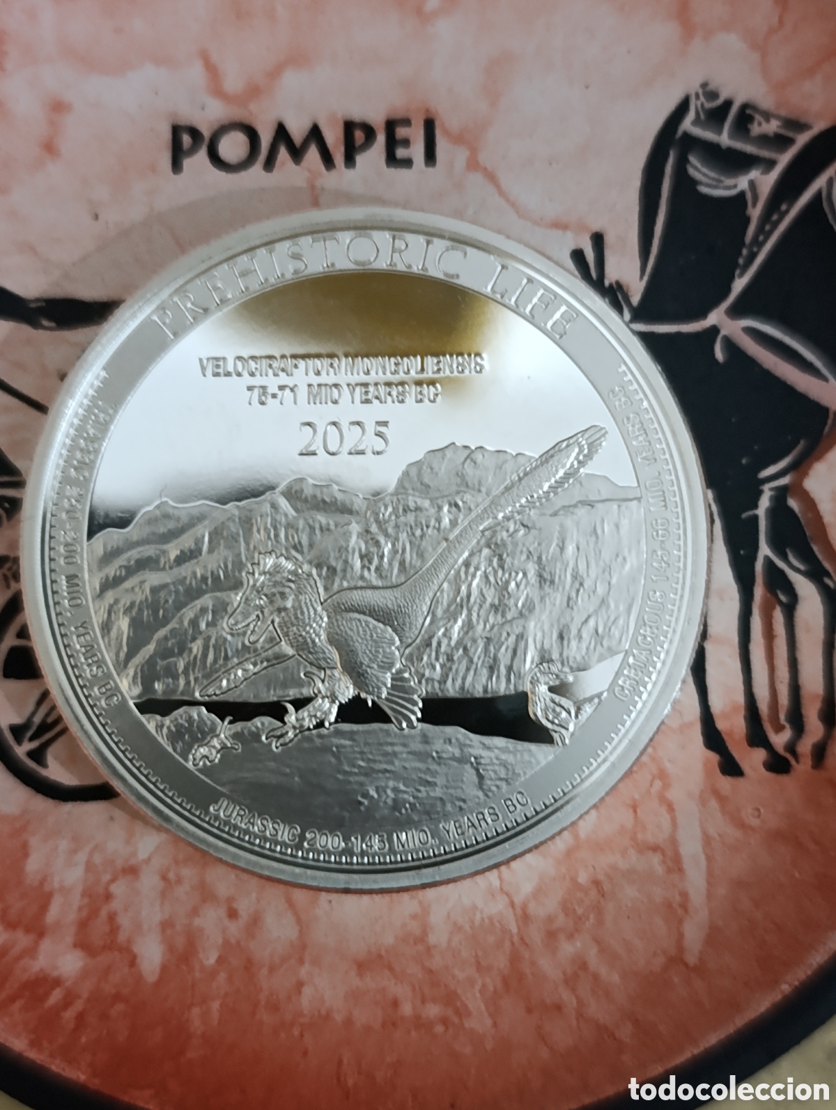 Alte M&uuml;nzen aus Afrika: Moneda de Plata 999 &ndash; 1 Onza (31,1 g) &ldquo;Velociraptor Mongoliensis &ndash; Prehistoric Life 2025&rdquo; (lote 8)