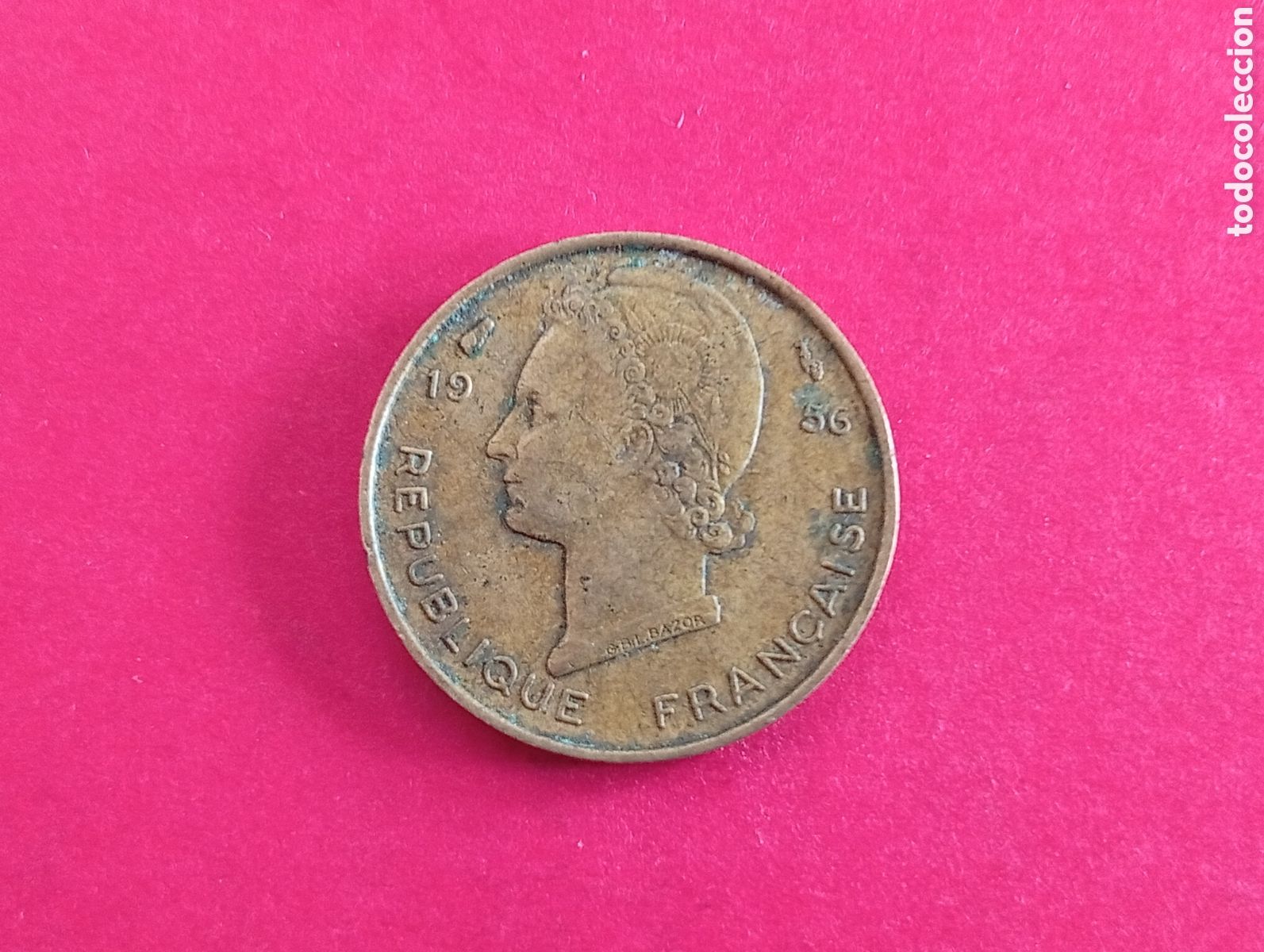 Monedas antiguas de &Aacute;frica: 5 francos &Aacute;frica Occidental Francesa 1956
