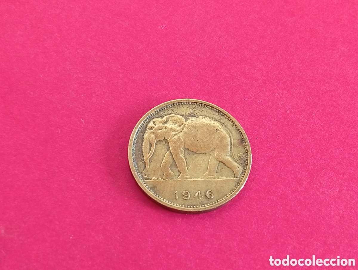 Monedas antiguas de &Aacute;frica: 1 franco de Congo 1946
